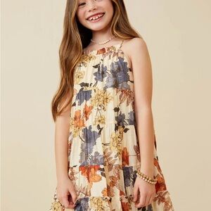 Hayden Floral Kids Dress in Cream, Blue, and Orange